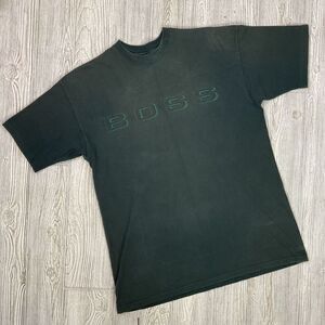 Vintage 90s Boss Brand Men's 100% Cotton T-Shirt Dark Green BOSS Logo Size XL